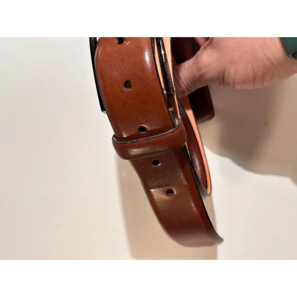 Men's Brown Genuine Leather Buckle Belt made in Italy Size 38